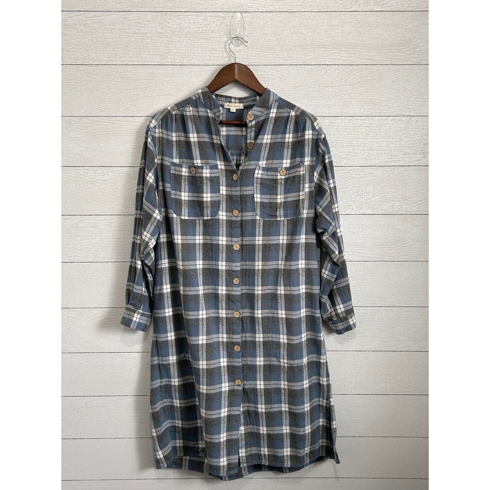Shop Stevie Plaid‎ 100% Cotton Shirt Dress Button Front Pockets Size Medium